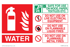 WATER Fire Extinguisher Identification Sign